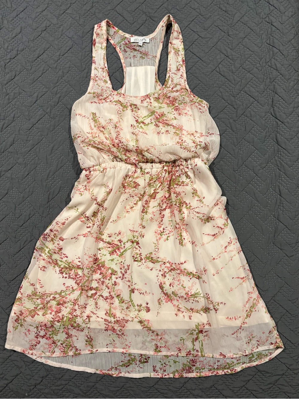 dELiA*s Light Pink Mini Dress with Pink & Green Floral Print